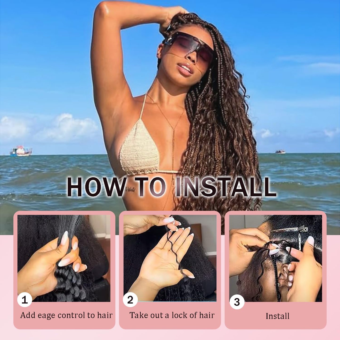 Dark Brown Boho Hair for Braiding #4 Brown Braiding Hair 16 16 16 Inch Chocolate Brown Deep Wave Boho Human Hair for Braiding #4 Curly Hair Extensions for Braids 150g 3 Bundles