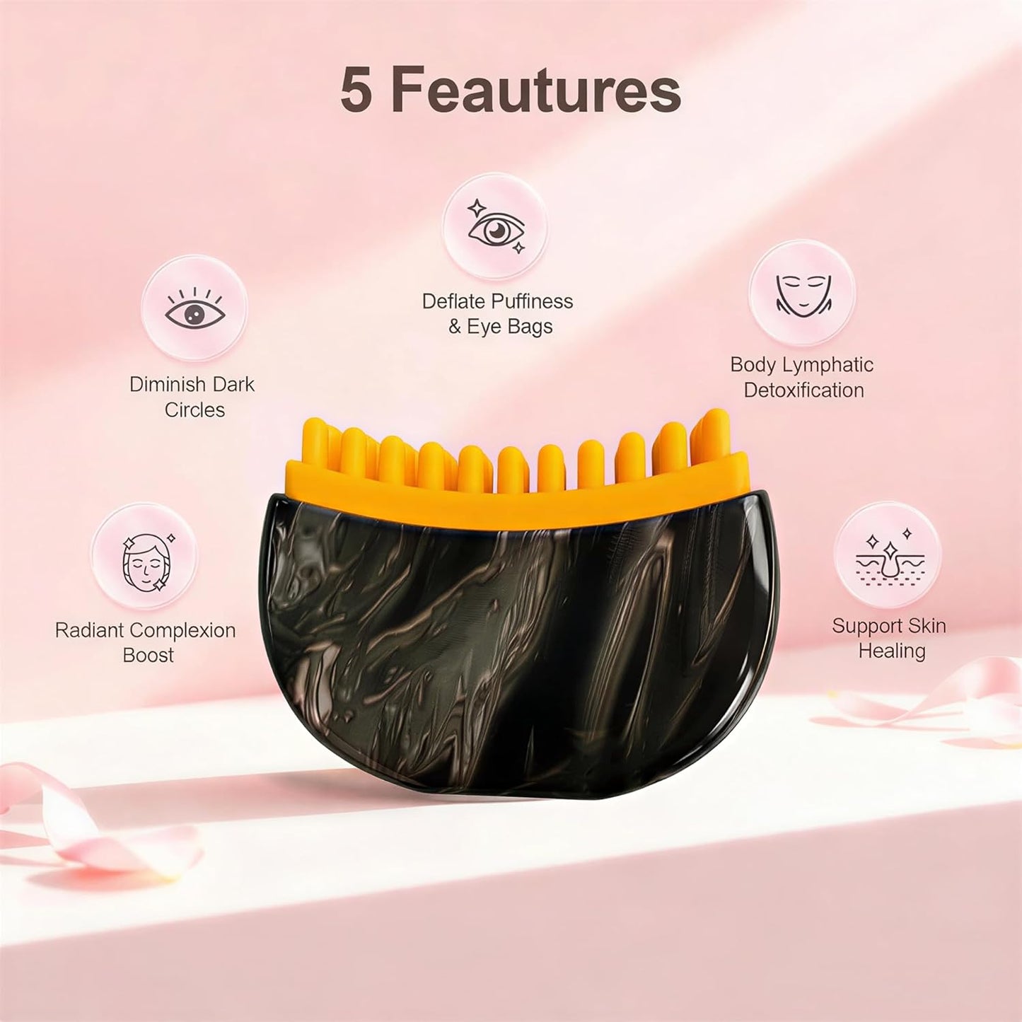 Lymphatic Contour Face Brush - Gua Sha Facial Tool for Lymphatic Drainage | Silicone Soft Head