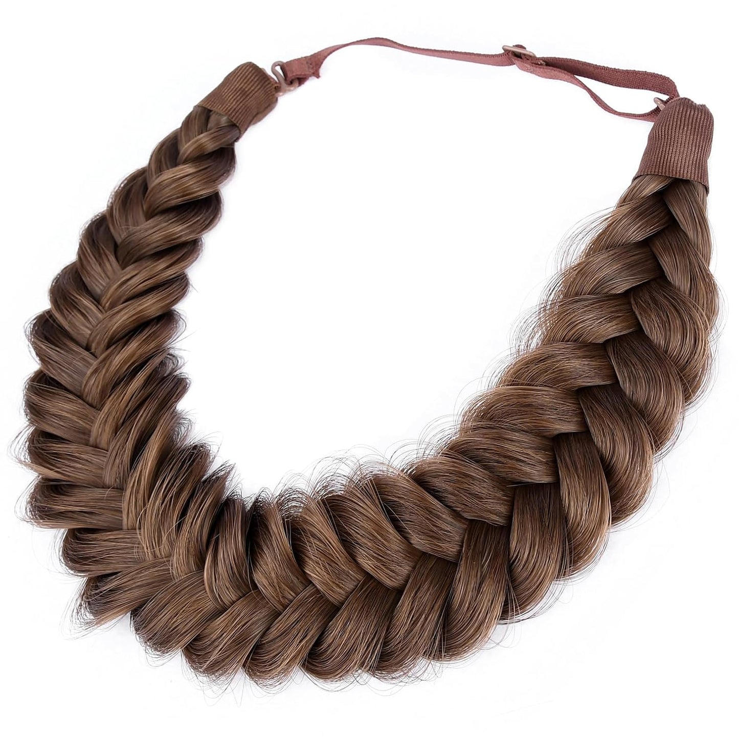 Messy Wide 2-Strand Synthetic Hair Braided Headband - Chocolate Toast | Stylish Hairpiece for Women & Girls