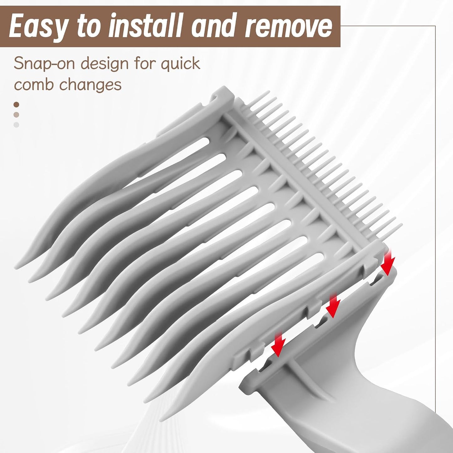 4-in-1 Detachable Fade Comb Set - Professional Barber Combs for Men’s Fade Haircuts | 4 Sizes, Easy Snap-On, Grey