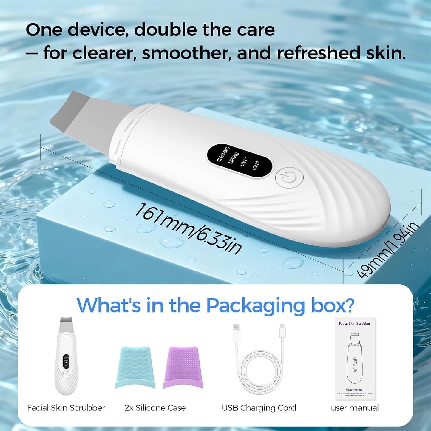 Face Scrubber - Skin Scrubber Spatula for Deep Cleansing | Blackhead Remover with 4 Modes (White)