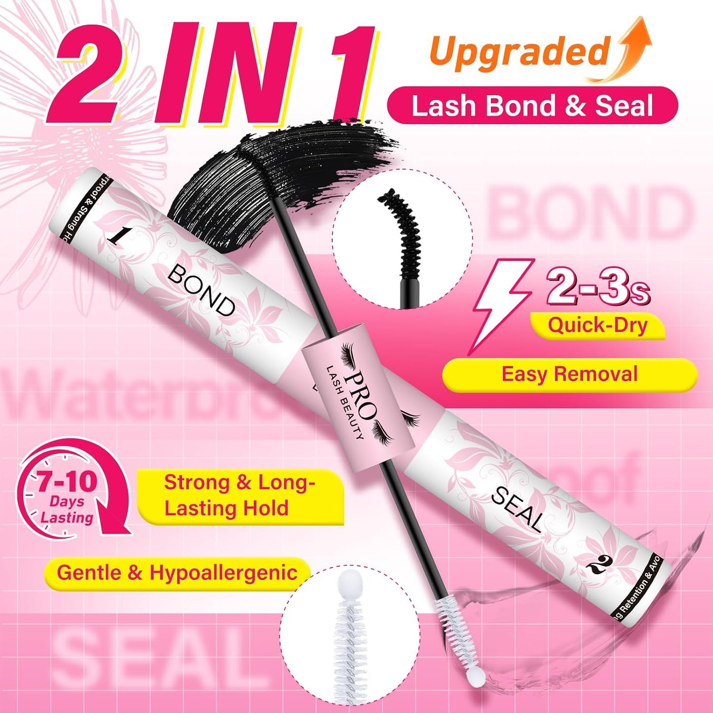 Lash Cluster Glue - Upgraded 2-in-1 Black Bond & Seal for Eyelash Clusters | Waterproof, Long-Lasting (10ml)