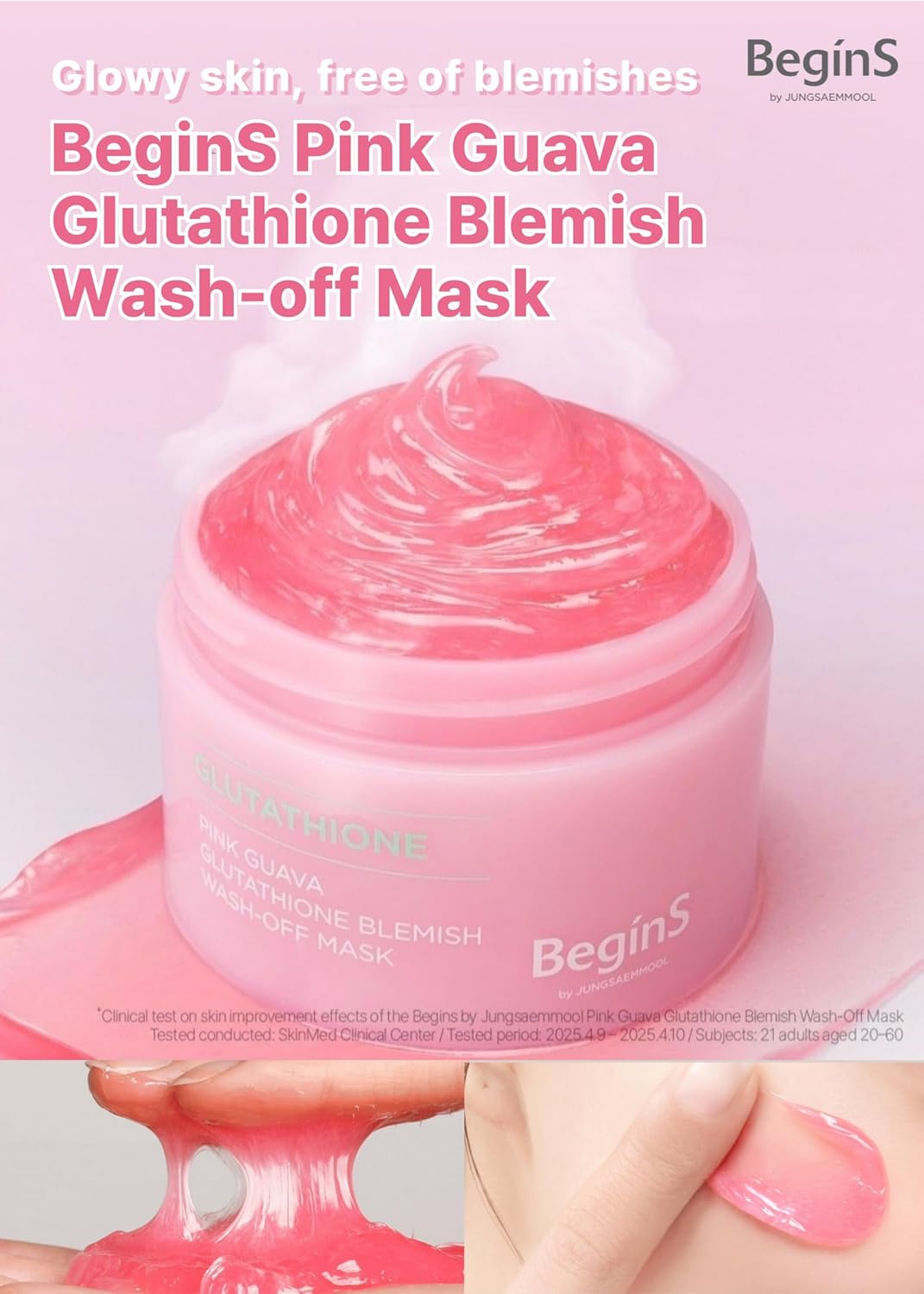 Glutathione Wash-Off Mask - Pink Guava Jelly Face Mask with Vitamin C & Niacinamide for Hydration | 3.17 Fl Oz