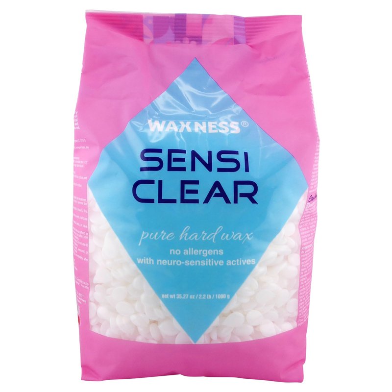 Waxness RUSSIAN PEARL (Creamy) and SENSI CLEAR (Gel) Rosin-Free Stripless Hard Wax for Sensitive Skin, Brazilian & Full Body Hair Removal 2.2 lb / 1 kg Each, Pack of 2, Made in Italy