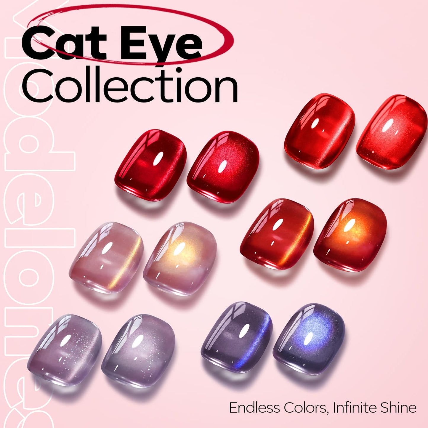 Cat Eye Gel Polish - Burgundy Red Magnetic Glitter | Holographic Ruby Red UV Gel 15 ML