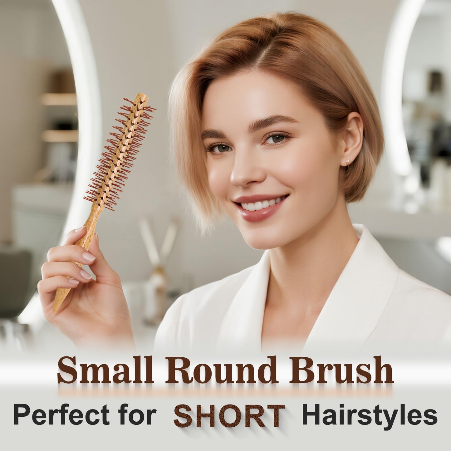SUNBIRD Small Round Brush for Short Hair - 1.2" Mini Volumizing & Styling Brush for Men & Women, Heat Resistant Quiff Roller for Lifting, Curling Bangs, Beard & Thin Hair, Creates Natural Volume