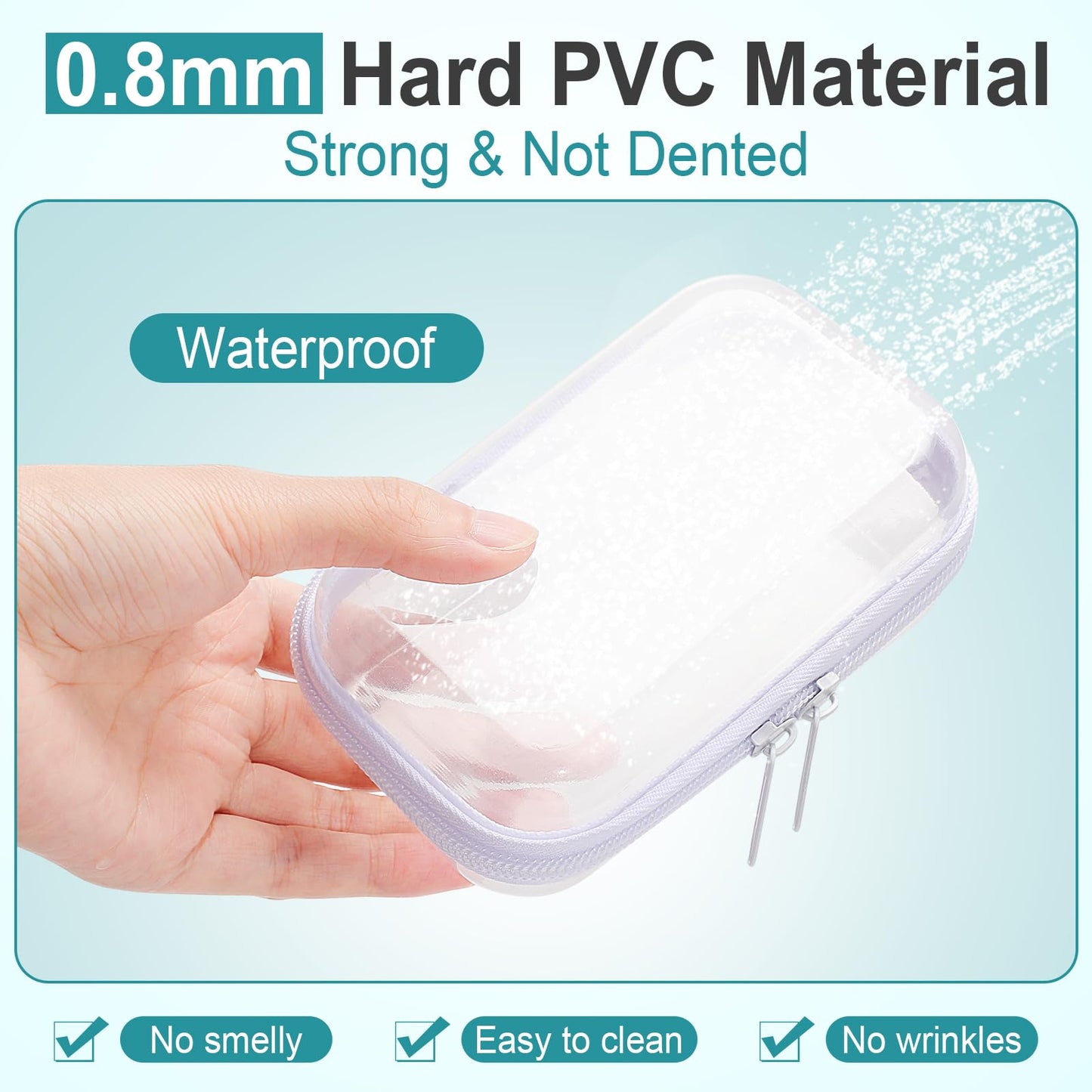 Sanwuta 10 Pcs Hard Zipper Case Clear Hard Pouches Plastic Zipper Pencil Portable Box Toy Storage Bins Plastic Container for Travel Toiletry Office Cosmetic Block Puzzle Organizer (Xs,Clear)