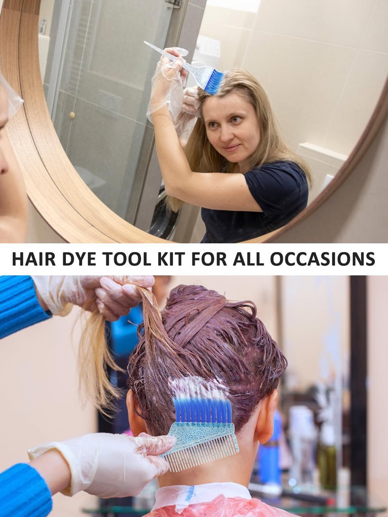 19PCS Hair Bleach Dye Kit - Complete Set with Brush, Bowl, Clips | Ideal for Home Hair Coloring & Highlighting (Blue)