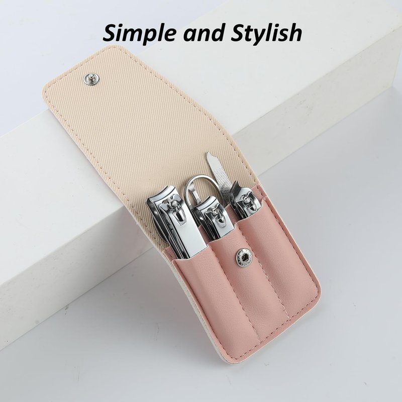 Nail Clipper Set Gifts for Women, 6 Pcs Case Fingernail Clipper Christmas Stocking Stuffers for Adults (Pink)