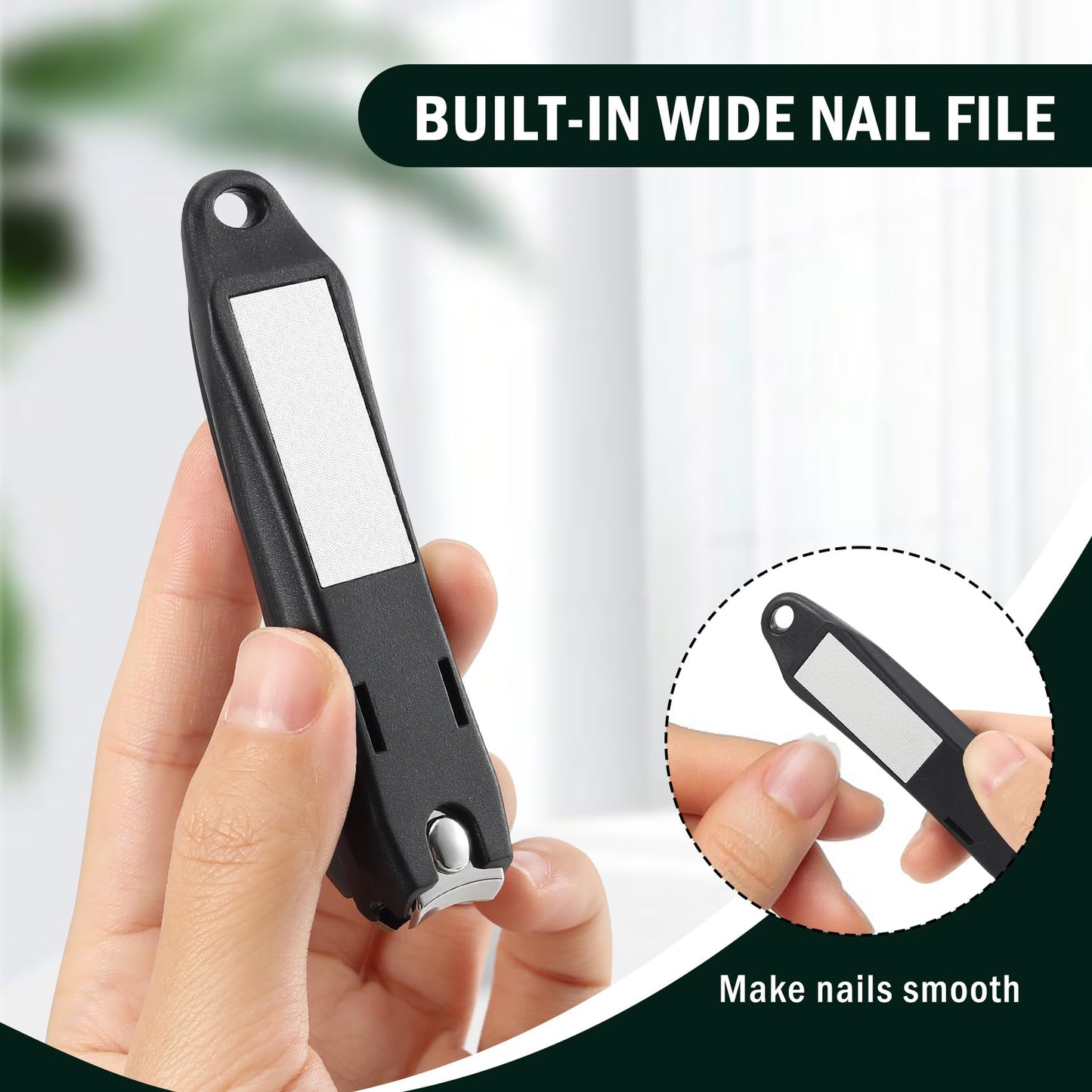 FVION Large Nail Clippers with Catcher, 2 PCS Anti-Splash Fingernail & Toenail Clippers, Stainless Steel Self-Collecting Nail Cutters for Effortless Nail Care - Metal Case Packing