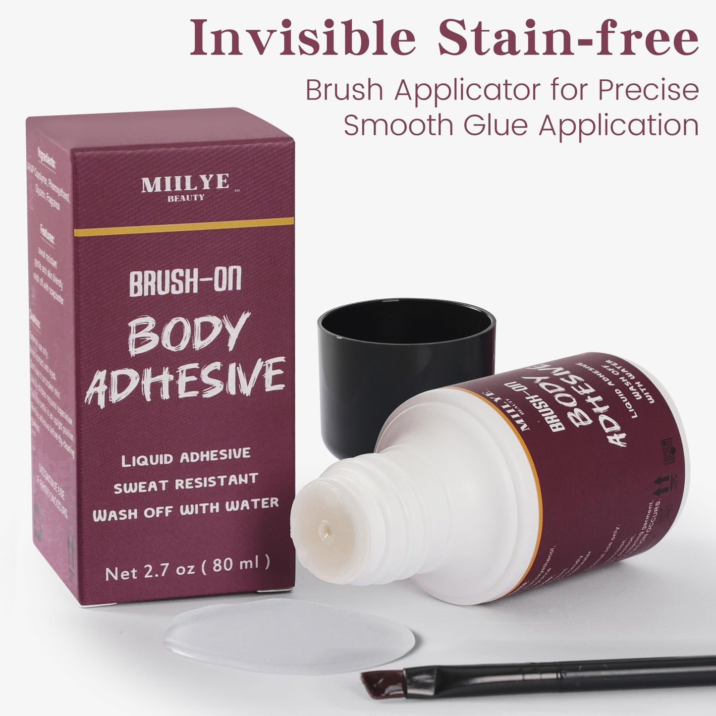 Body Adhesive for Clothes and Dancers - 80ml, Sweat Proof, Strong Hold Skin Glue for Socks, Stockings, Leotards, Bras, Wigs, Costumes and Clothing