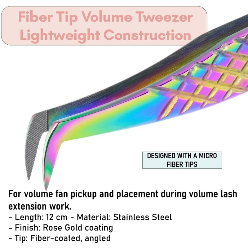 My Lash Tools Fiber Tip Lash Tweezers for Eyelash Extensions Professional Lash Tech Supplies Must Haves Volume Boot Eyelash Tweezers 12cm Stainless Steel Mink Fan Making Lashing Tweezer (Multi)