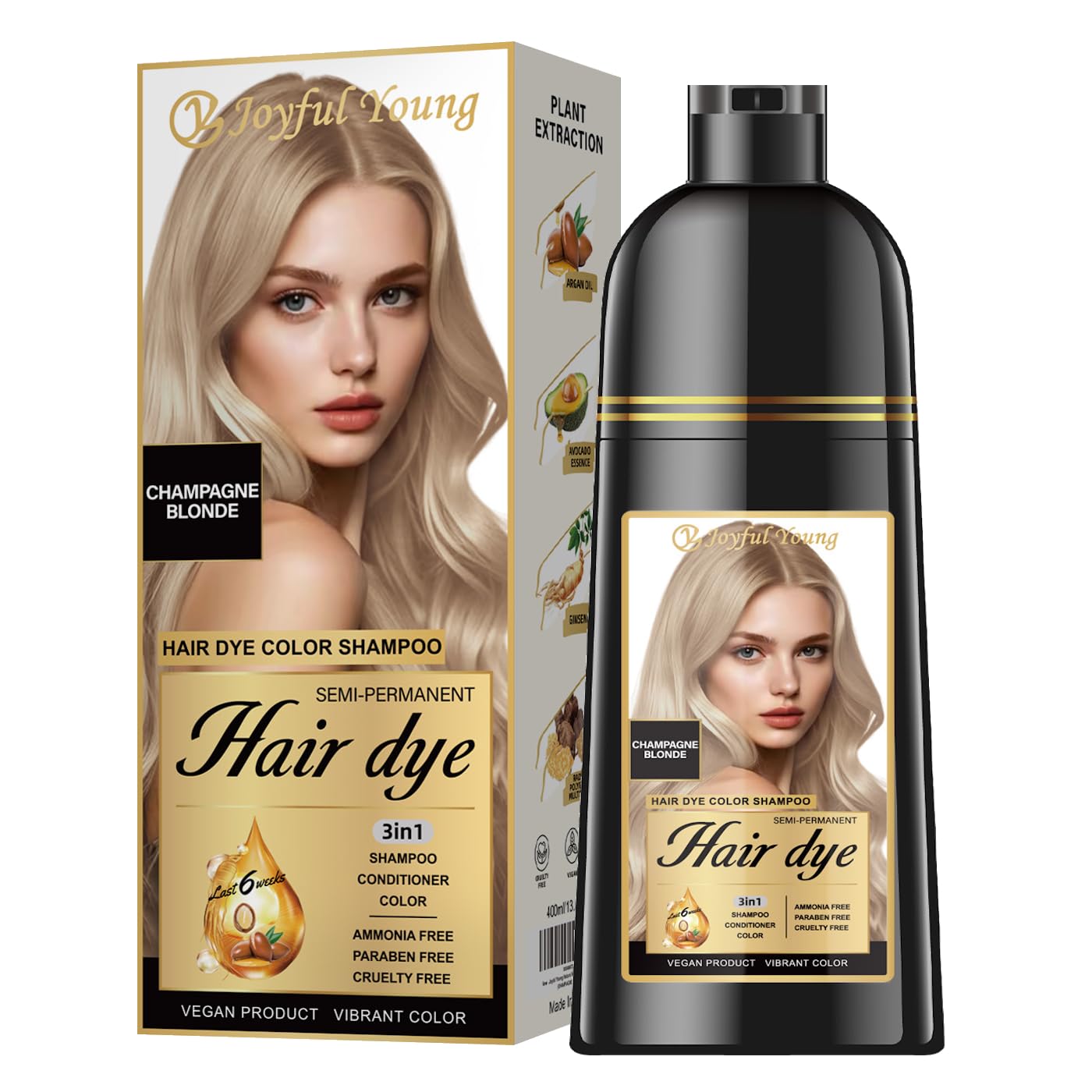 Light Brown Hair Dye Shampoo - 3-in-1 Semi-Permanent Gray Coverage | Vegan & Ammonia-Free