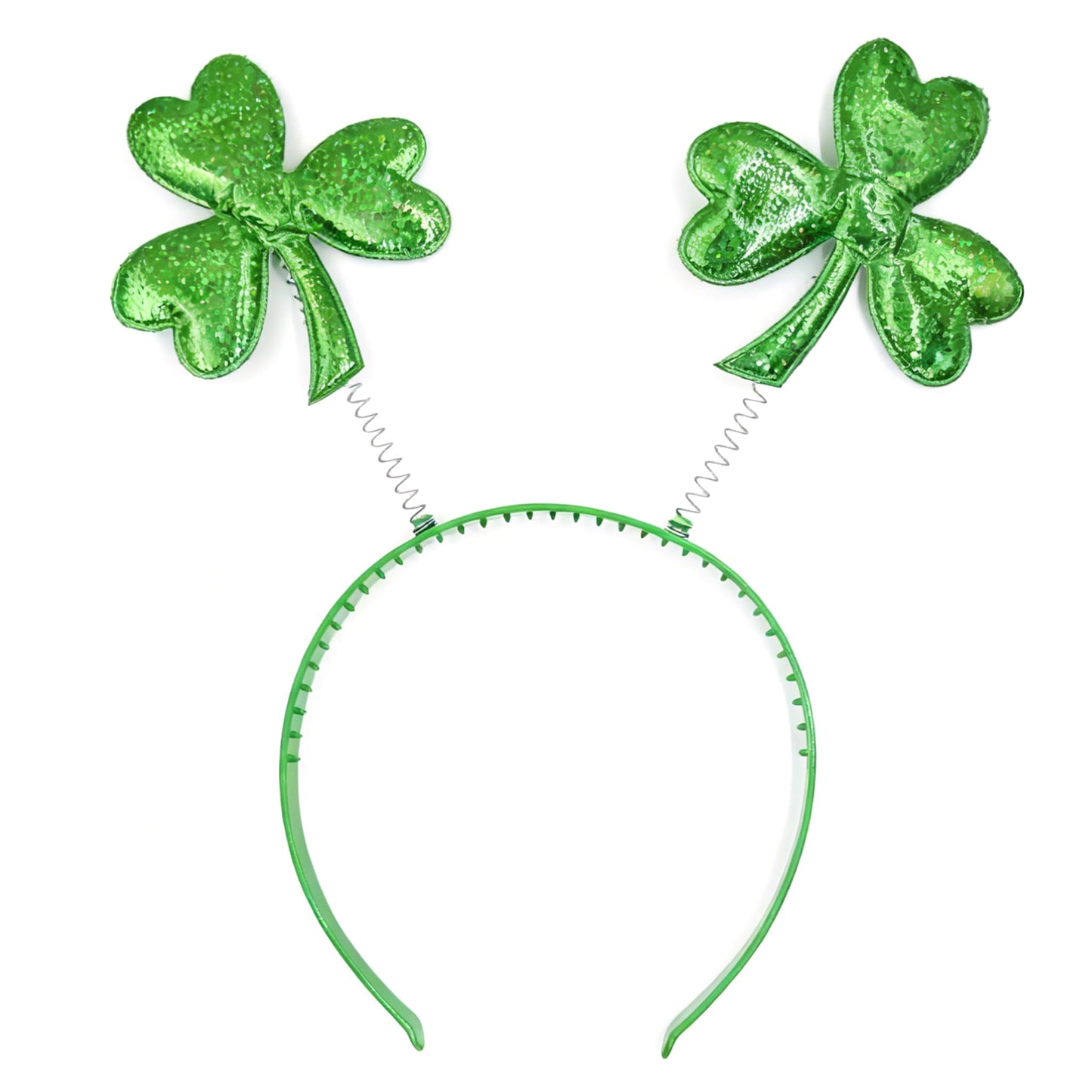 Rose bud St Patricks Day Headbands Big Green Shamrock Clover Hair Bands for Adults Women Xmas Head Boppers Headwear Decorations Party Favors for Women