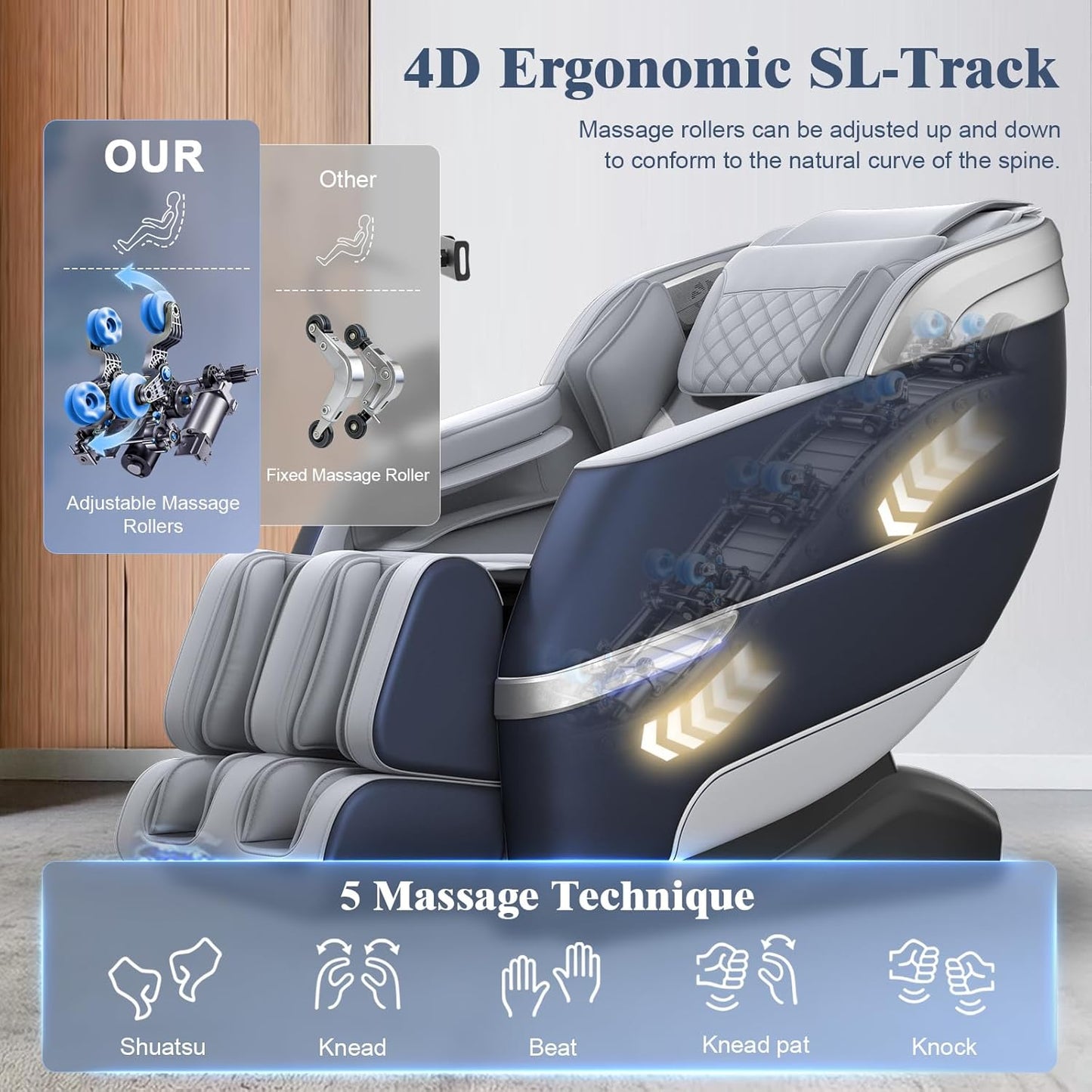 YONISEE 4D Massage Chair - Full Body Shiatsu Recliner with AI Control, Heating & Bluetooth | Zero Gravity SL-Track Design