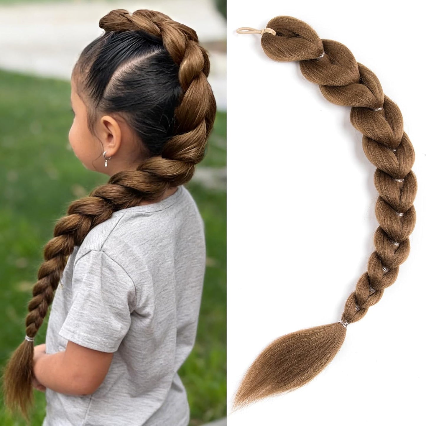 24-Inch Purple Braids Ponytail Hair Extensions - Synthetic Pre-Braided Hair for Halloween Cosplay