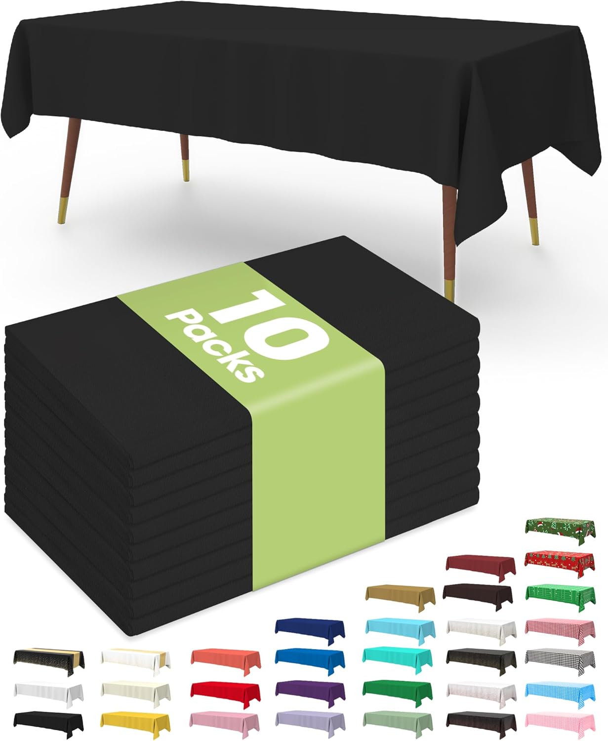 Plastic Table Cloths - 10 Pack Disposable 54 x 108 Inch for Parties, Picnics & Weddings | Rectangle White