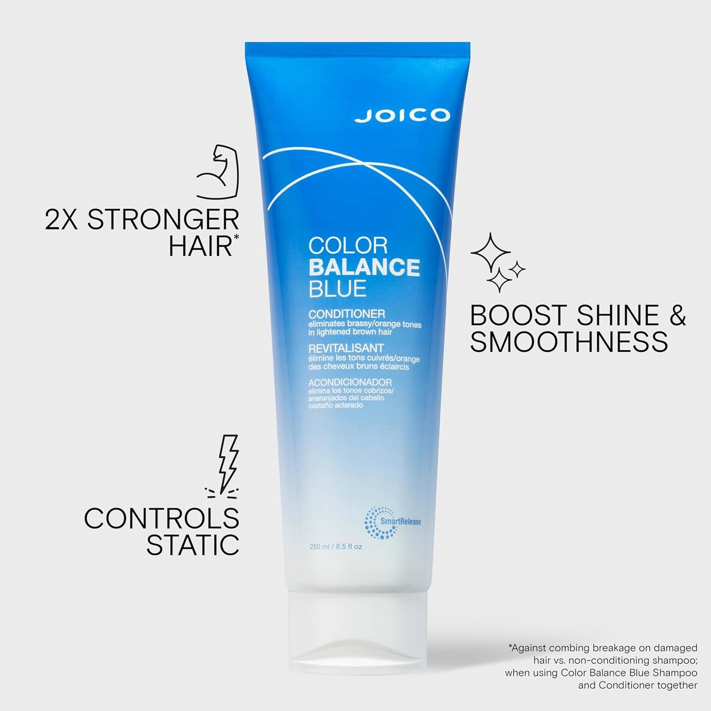 Joico Color Balance Blue Conditioner - Eliminate Brassy Orange Tones | Boost Shine & Vibrancy | UV Protection with Rosehip Oil & Green Tea Extract