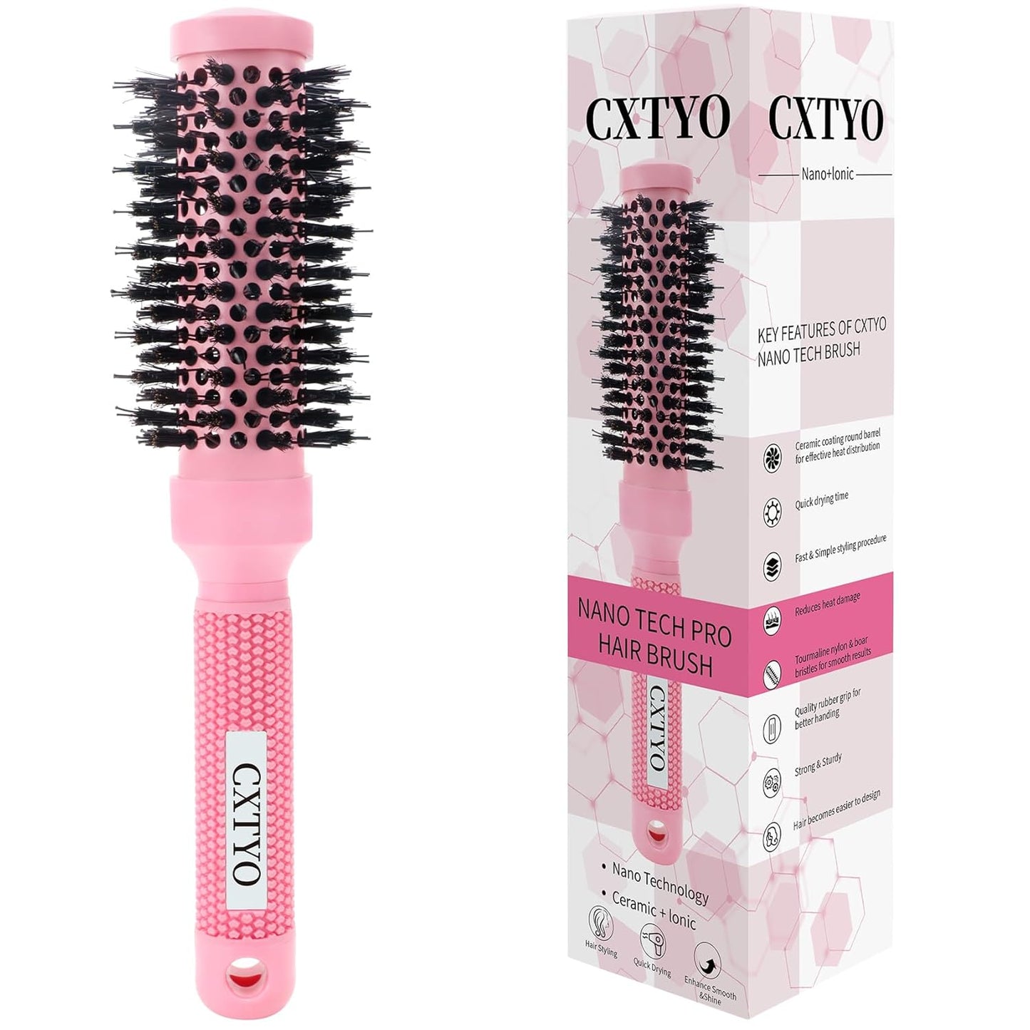 Medium Round Hair Brush - Nano Thermal Ceramic & Ionic Tech for Blowouts, Curling & Straightening | 2.9 Inch Barrel