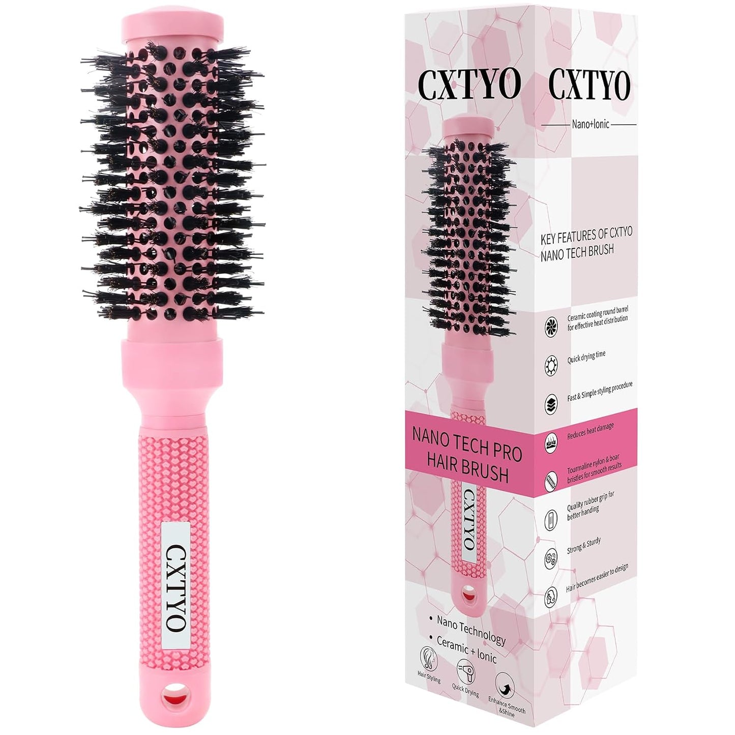 Round Brush for Blowout - Nano Thermal Ceramic & Ionic Tech for Short Hair | 2.0 Inch Barrel