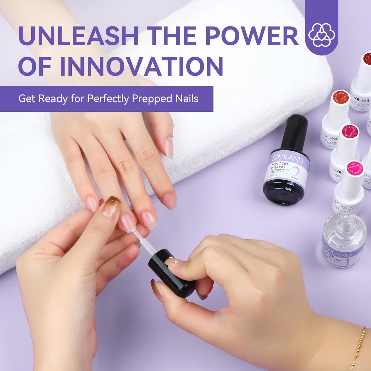 SAVILAND Nail Dehydrator & Primer - Acid-Free Natural Formula for Superior Bonding | Acrylic Nail Kit
