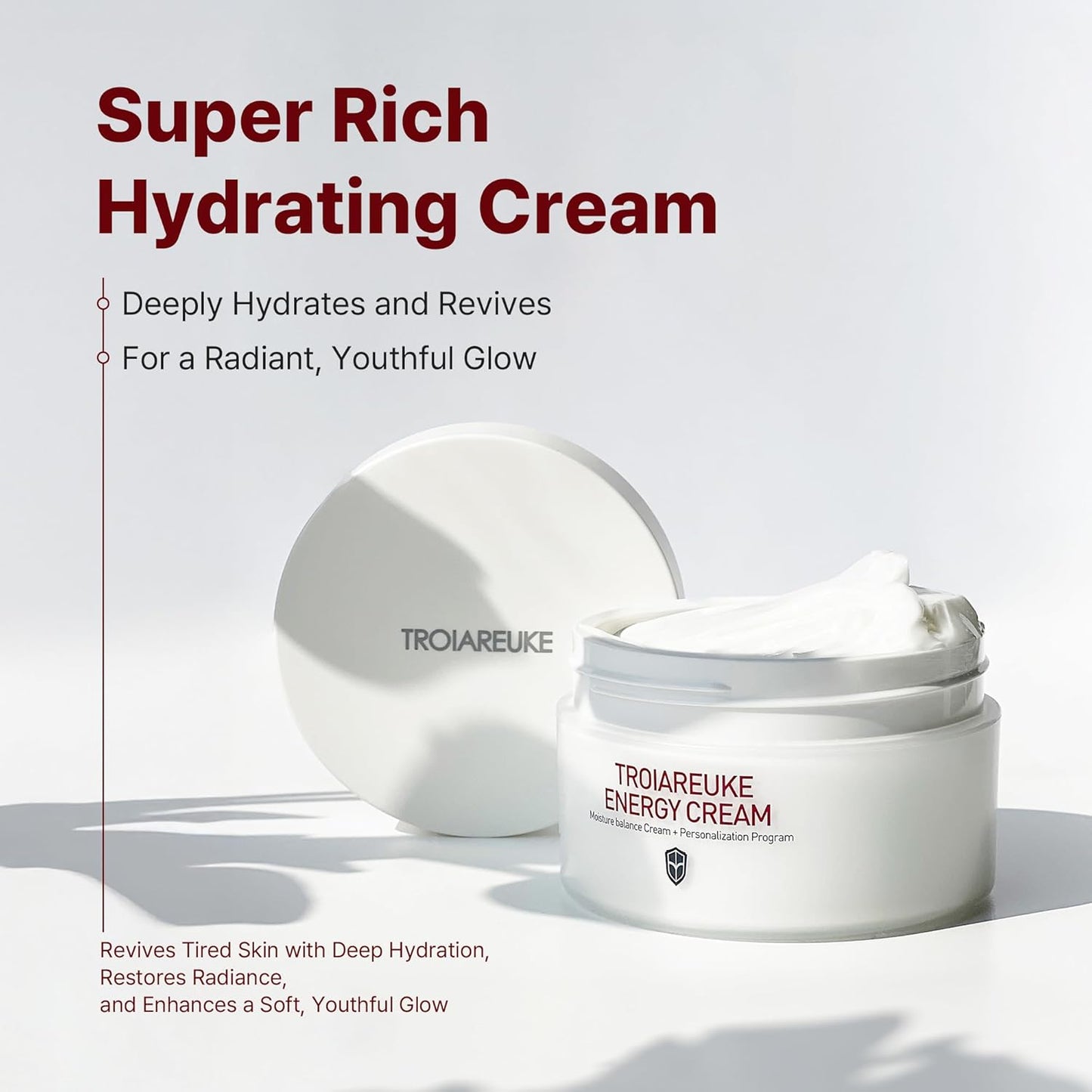 TROIAREUKE Energy Cream - Moisturizing Night Cream with Bifida, Galactomyces & Peptides for Dry Skin | Korean Skincare