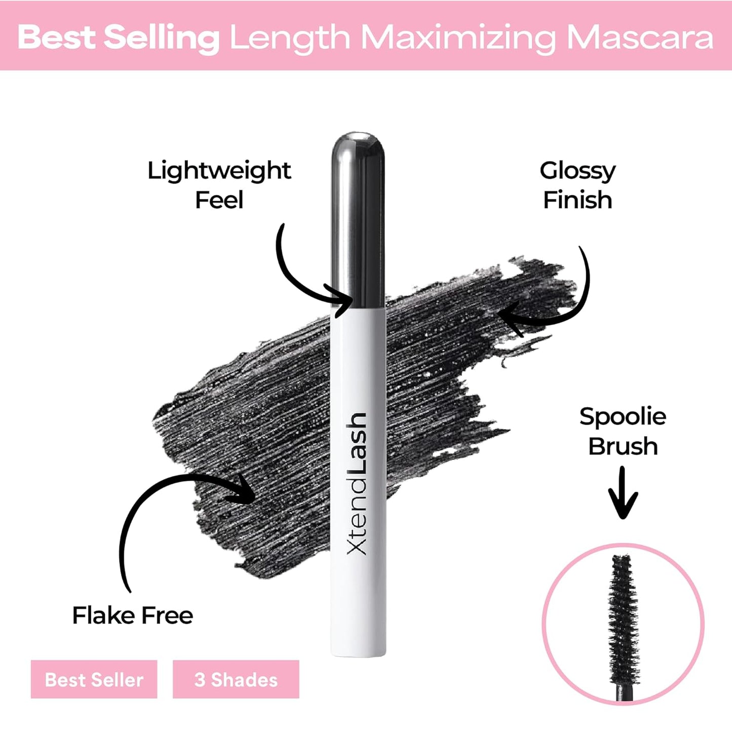 XtendLash Tubing Mascara - Black | Lengthening, Volume & Curl - Smudge Proof & Water Resistant, Vegan