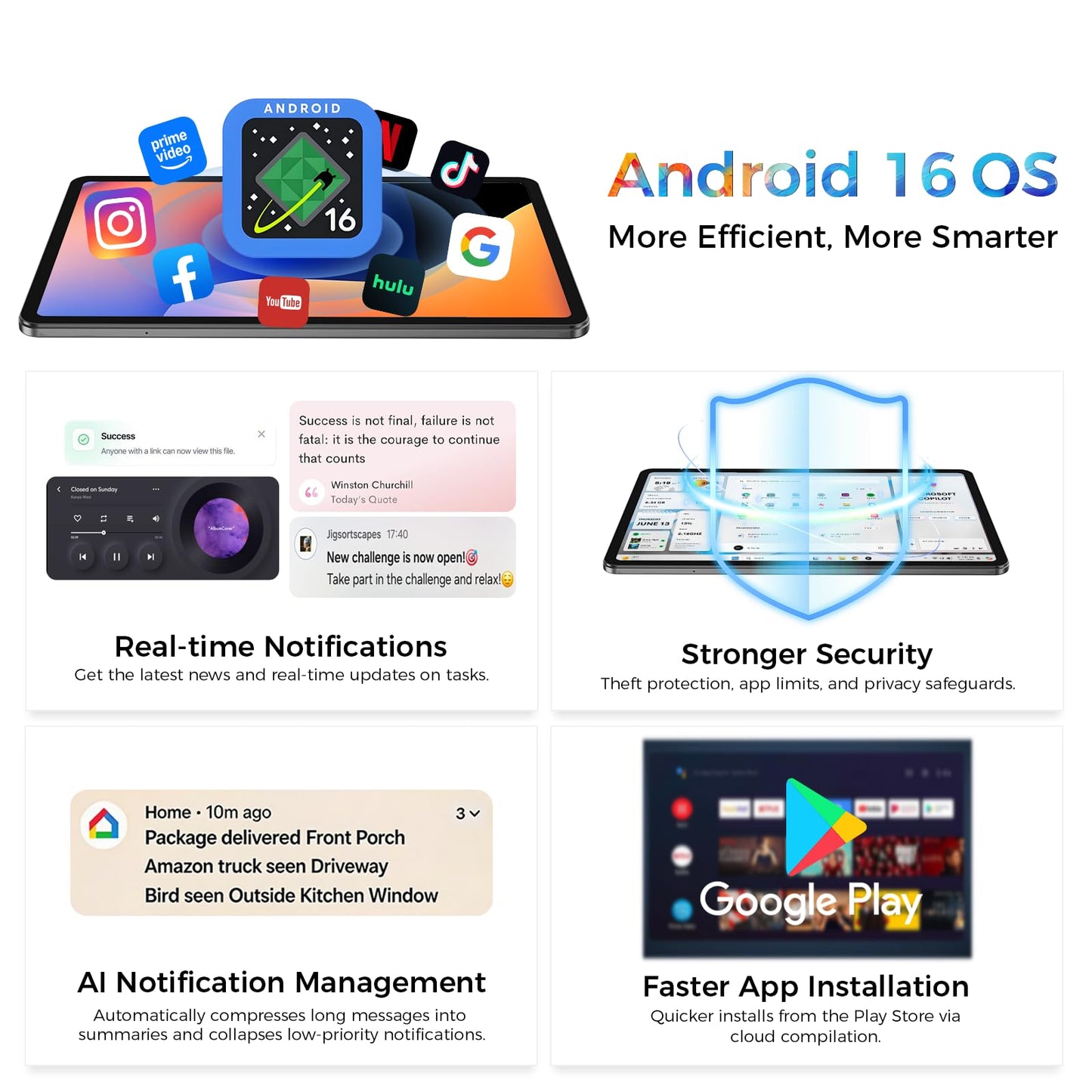 RebotAi Android 16 Tablet,13.4 inch Large Tablet with Octa-Core Processor, 32GB RAM + 256GB ROM, 10000mAh Battery,1920x1200 IPS, 2.4/5Ghz Dual WiFi/5+8MP/GPS/Gemini AI/Widevine L1, Case Included