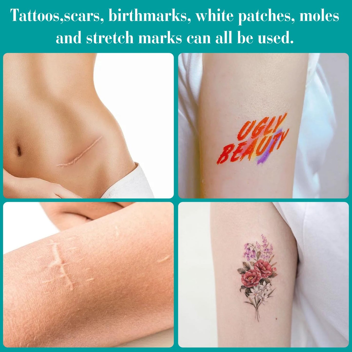 Waterproof Tattoo Cover Up Patch - Ultra-Thin Body Tape for Scars & Birthmarks | Invisible Concealer for Dark Skin Tone | 20 Pcs