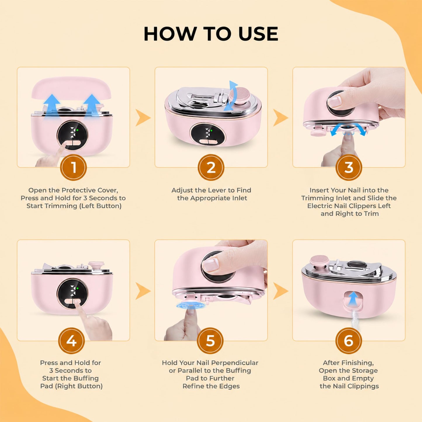 2026 3-in-1 Electric Nail Clippers for Seniors with Adjustable Dual-Slot, 3-Speed Trimming & Sanding Electric Toenail Clippers for Seniors, Adults & Kids, Debris Collection, Night Lighting, Pink 1PCS