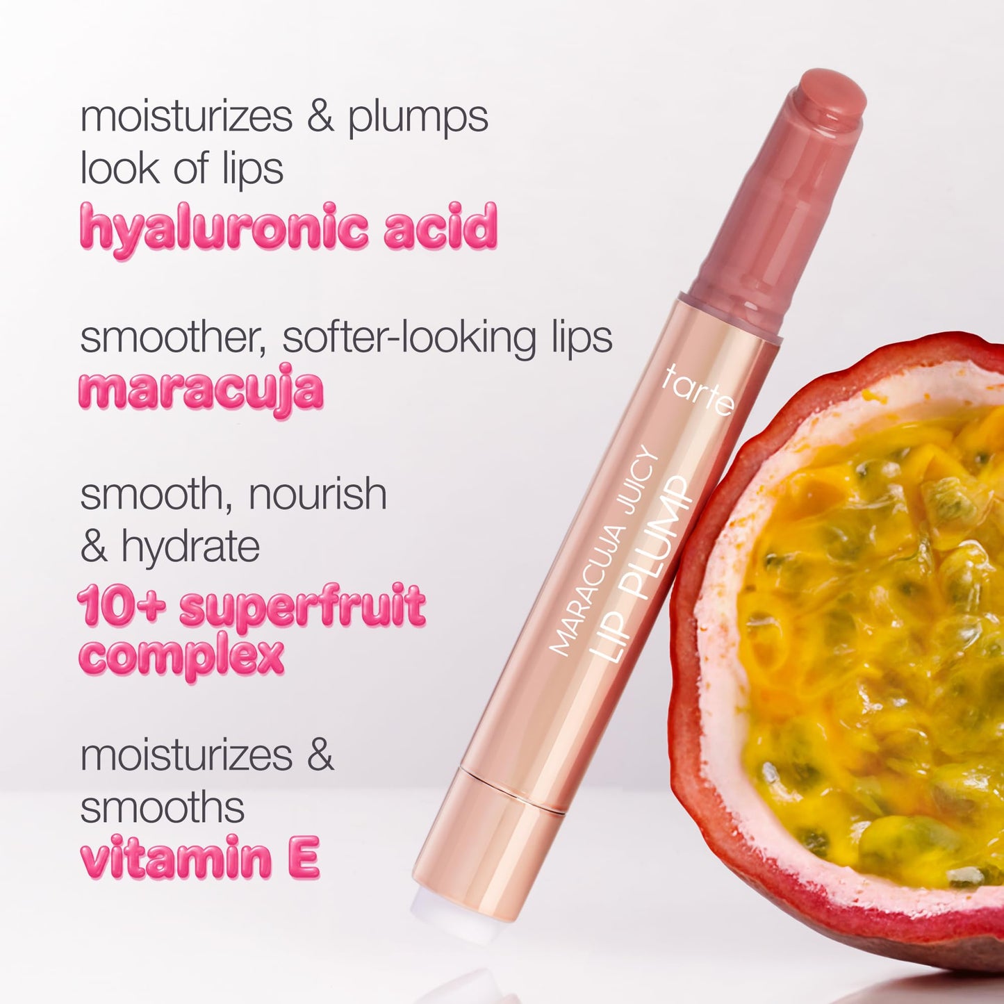 tarte maracuja juicy lip plump – Hydrating & Volumizing Lip Plumper Gloss Balm with Nourishing Hyaluronic Acid, Plumps & Moisturizes, Vegan & Cruelty-Free, full size, mixed berries