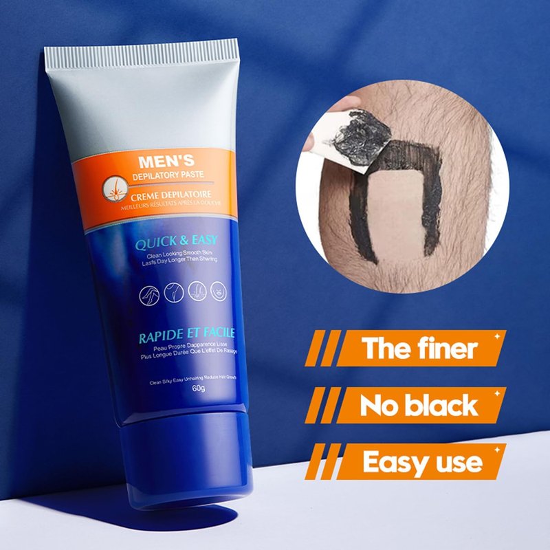 LINEDSON Hair Removal Cream for Men Effective Gentle Hair Remover Painless Soothing for Male Body facial leg Hair Depilatory Cream 60g