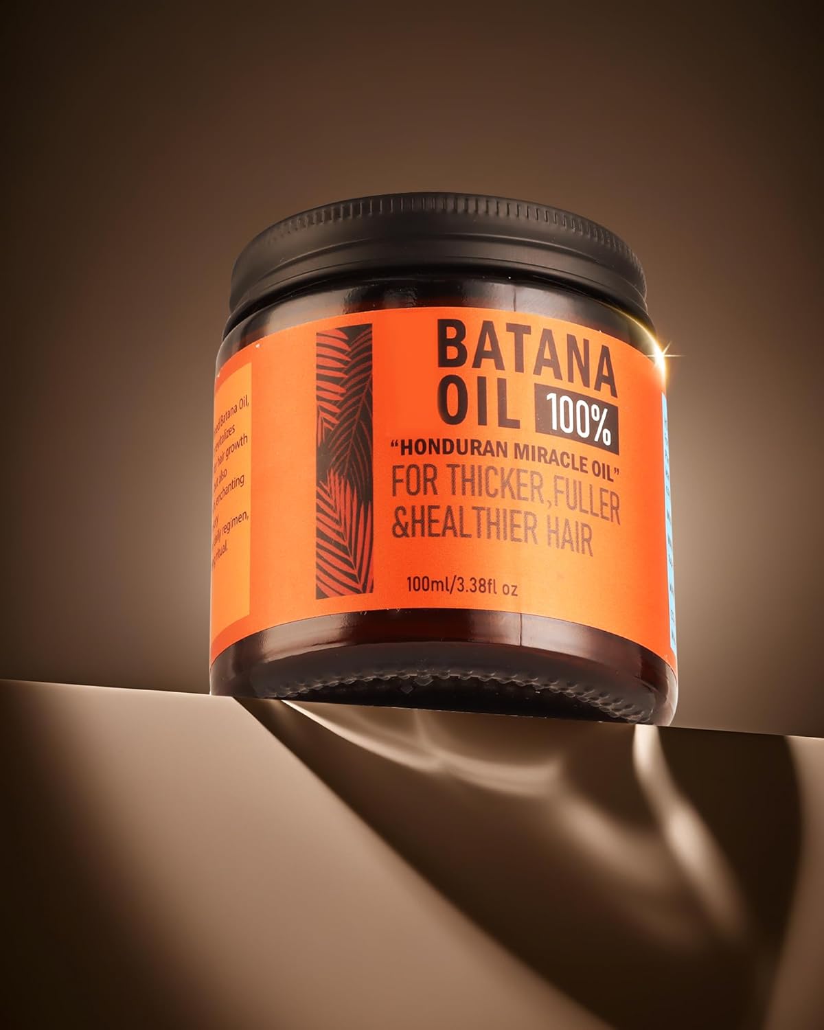 Batana Oil for Hair Growth - 100% Raw & Organic Cold-Pressed Formula | Thicker, Stronger Hair, 3.38 Fl Oz
