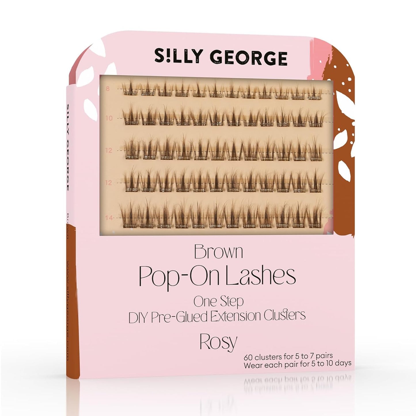 Silly George Pop-On Lashes - DIY Pre-Glued Faux Eyelash Clusters for Natural Look | Bloom, 5-7 Pairs, 60 Clusters