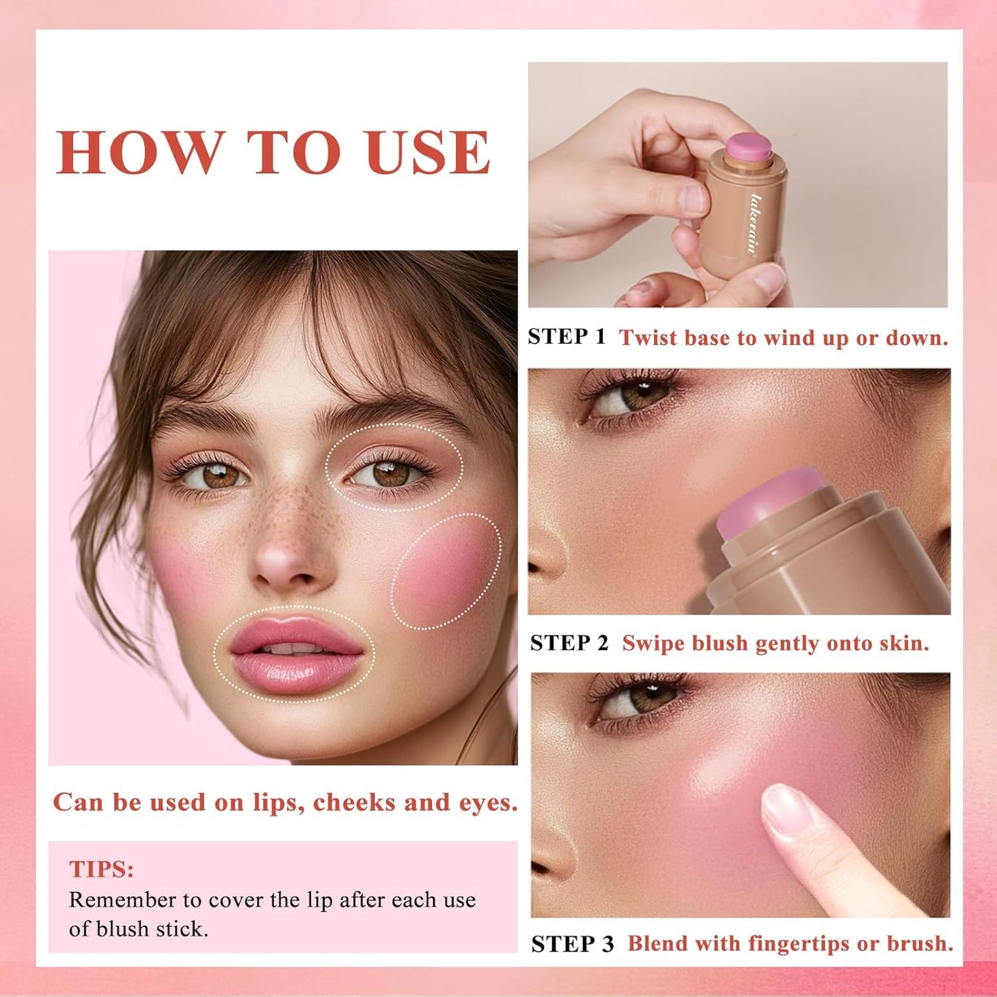 Cream Blush Stick - Natural Matte Finish Hydrating Makeup | #6 Bronze Glow, Lightweight & Blendable