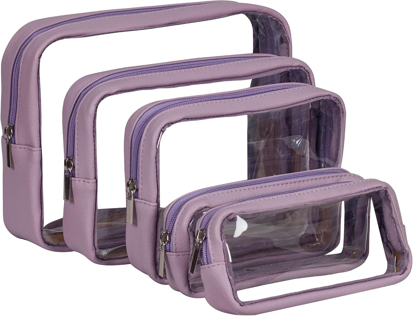 TSA Approved 5-Piece Diaper Bag Organizer Set - Clear Waterproof TPU Travel Packing Cubes for Baby (Pink Leather)