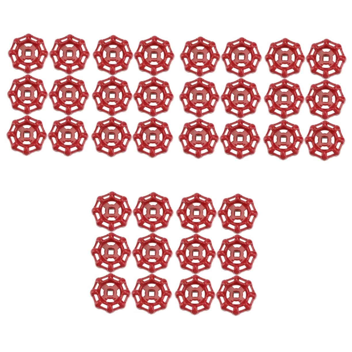 Angoily 36 Pcs Cast Iron Outdoor Faucet Handle Replacement for Spigot Hose Bib Gate Valve - Red Round Wheel Handwheel for Square Hole Water Shut Off Repair