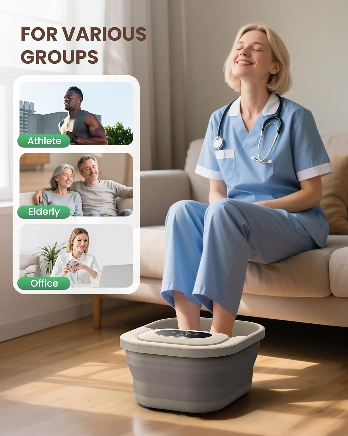Heycool Collapsible Foot Spa - Bubble Bath Massager with 8 Rollers | Relaxation & Stress Relief