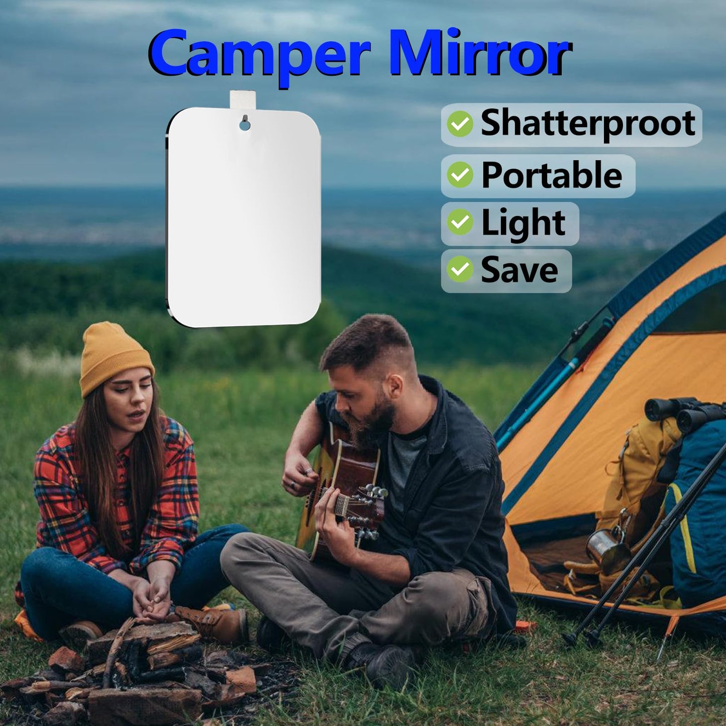 Shower Mirror Fogless for Shaving, (Larger 10 x 8 Inch) Shatterproof Anti Fog Shaving Mirrors Holder NO-Drilling, No Fog Free Waterproof, Small Wall Mounted Bathroom Accessories Hanging Camping Men