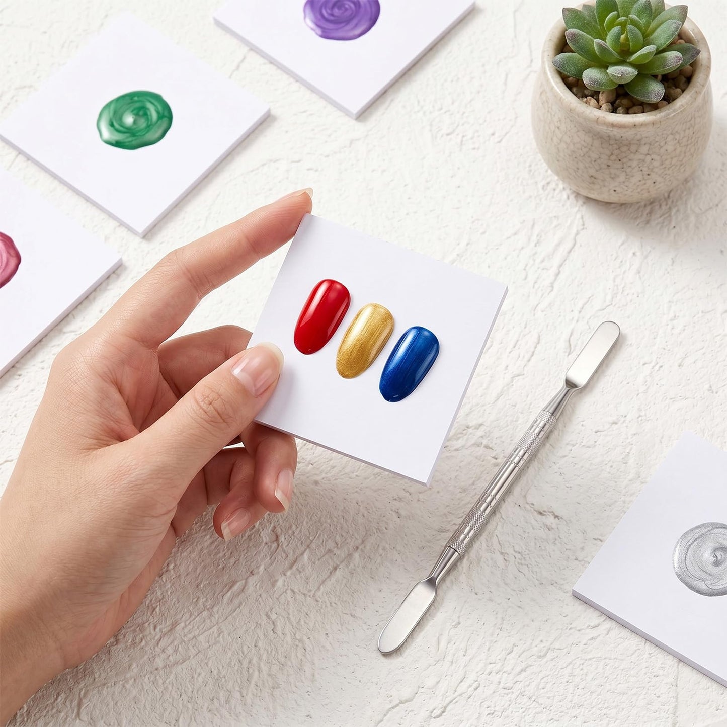 LXUEJIE 100 Sheets Disposable Nails Polish Palette Paper, Portable Mixing Palette With 1pcs Stirring Rod, Waterproof Double Sided For Gel Nail Polish And Makeup Nail Accessories Supplies