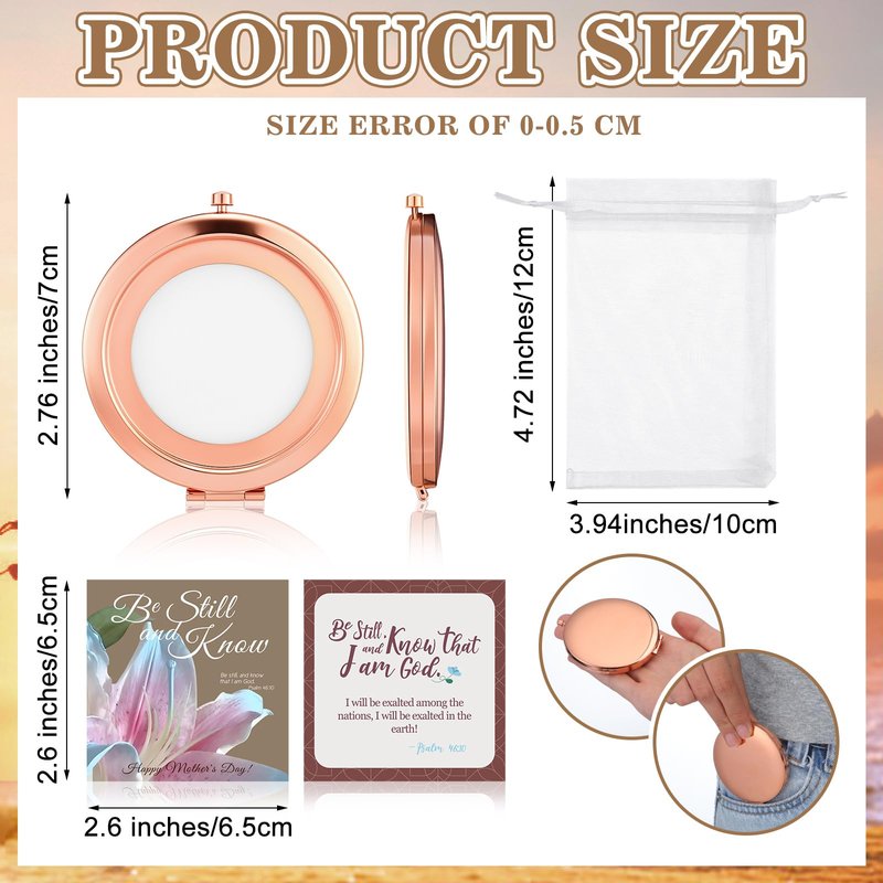 36pcs/12sets Christian Mothers Day Bulk Gifts for Church Happy Mother's Day Bible Verse Cards with Makeup Compact Pocket Mirror Religious Christian Gifts for Women for Mom Gift Prayer Supplies