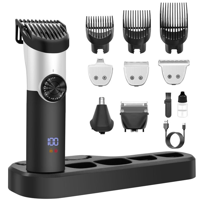 G4S3 5 in 1 Hair Clippers, Adjustable Beard Trimmer for Men Professional, Cordless Barber Clippers and Trimmers Set, Hair Cutting Kit with LCD Display, Shaving Kit for Nose, Body, Face and Mustache