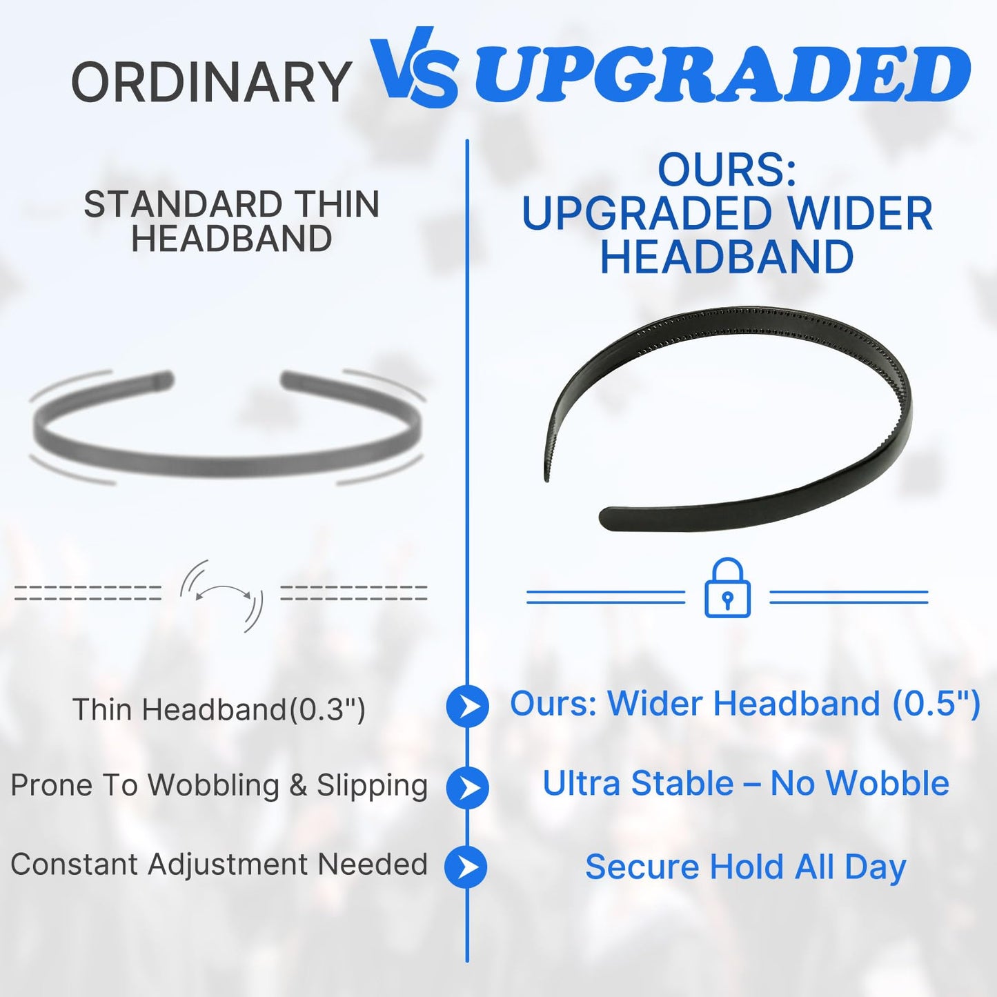GIURKUU 2 Pcs Graduation Cap Headband, Anti-fall Firm Hair Band for Graduation Cap, Graduation Gifts Hat Insert Accessories for Graduates, Students, Women