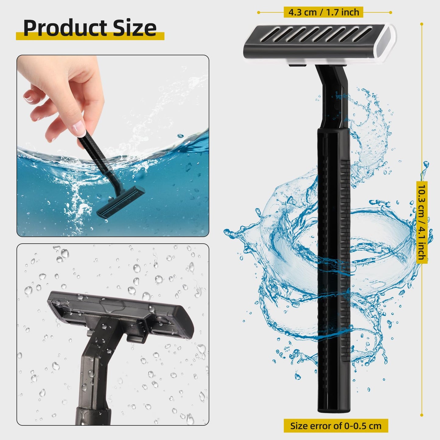 150 Pack Individually Wrapped Twin Blade Razors with Clear Safety Cap,Multipurpose Portable Shave Razor for Bathing Hotel Travel,Black(150 Count)