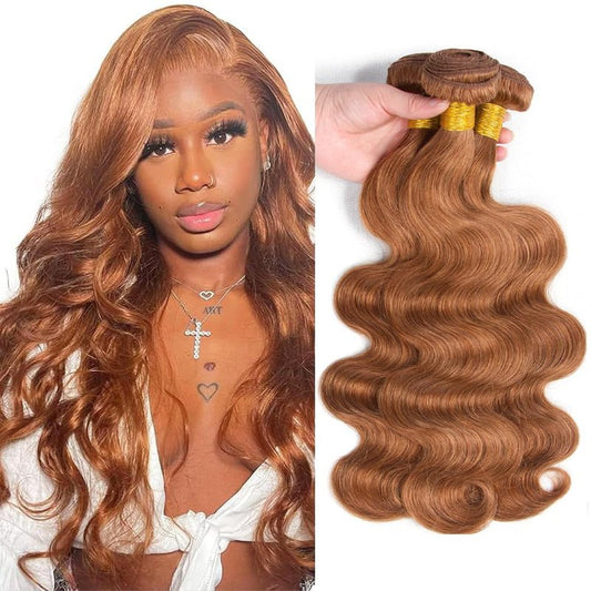 28 30 32 Inch Brown Bundles Color #30 Body Wave Bundle Human Hair Unprocessed Remy Hair 3 Bundles/150g Light Brown Body Wave Bundle Hair Extensions