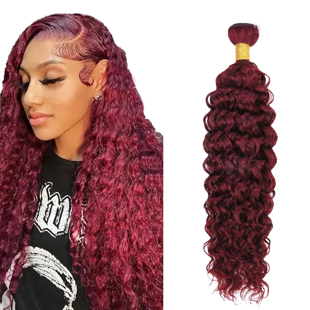 #99J Bundles Human Hair Water Wave Bundles 20 Inch Burgundy Water Wave Bundle Unprocessed Brazilian Virgin Weave Hair 1 Bundle 50 Gram Per Bundle