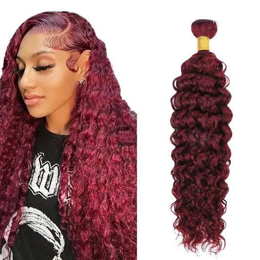 #99J Bundles Human Hair Water Wave Bundles 20 Inch Burgundy Water Wave Bundle Unprocessed Brazilian Virgin Weave Hair 1 Bundle 50 Gram Per Bundle
