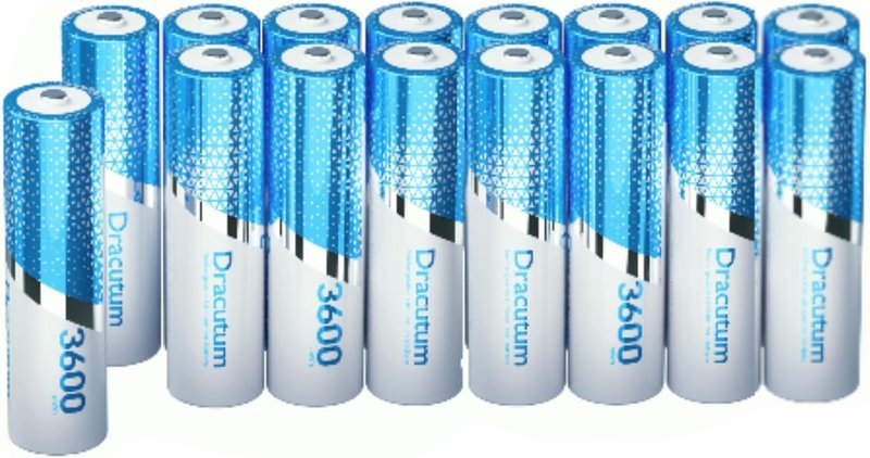 Dracutum 3600mWh Rechargeable Lithium AA Batteries, 16 Pack Long Lasting 1.5V AA Li-ion Rechargeable Batteries for Blink Camera, Flashlight, Microphone, Clocks,Remote Control and More