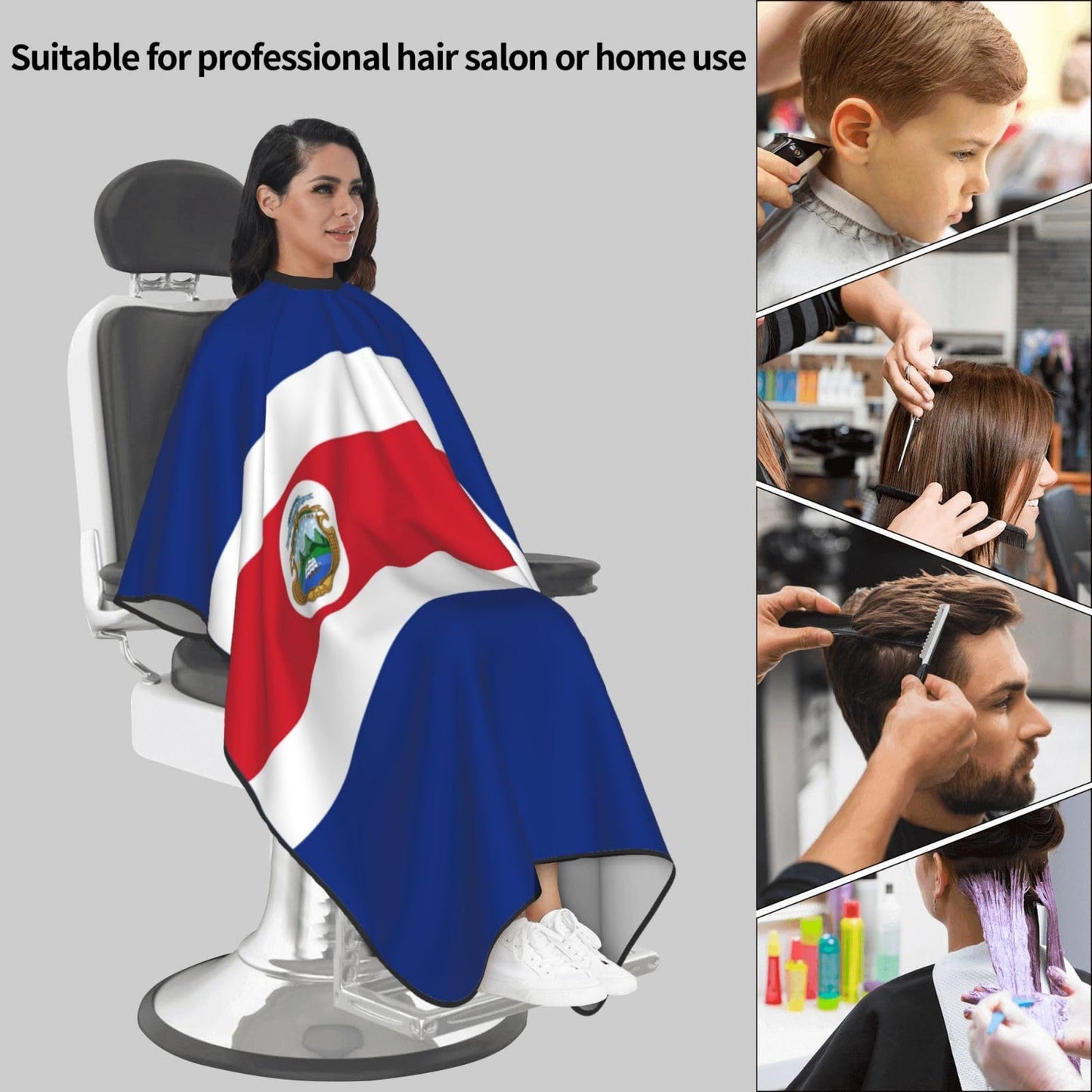 Costa Rica Flag Hair Cutting Barber Cape Hair Salon and Dyeing Styling Cloth for Women/Men