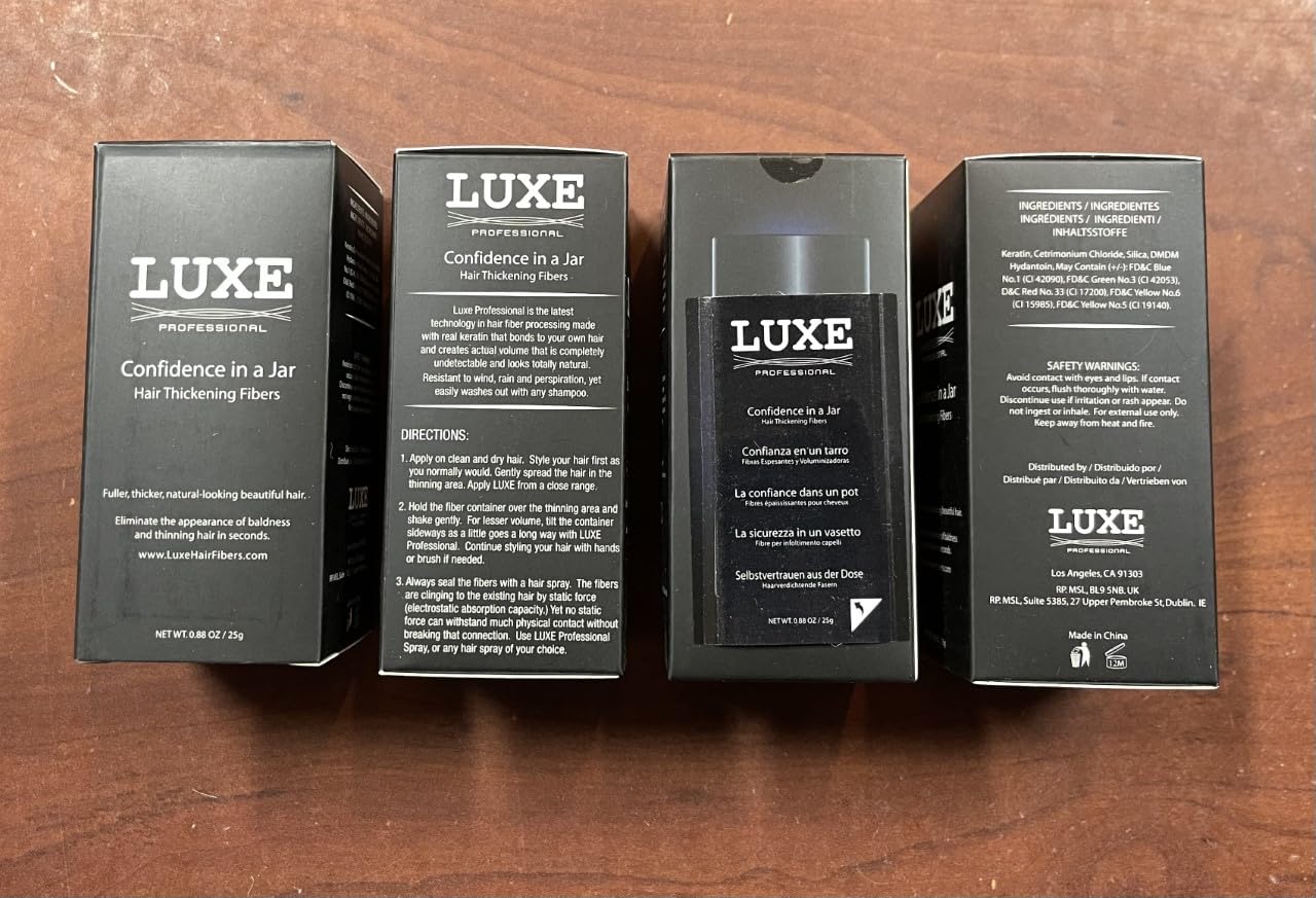 LUXE Hair Building Fibers - Thickening Fibers for Fuller Hair - Hypoallergenic | Auburn Color, 2-Month Supply